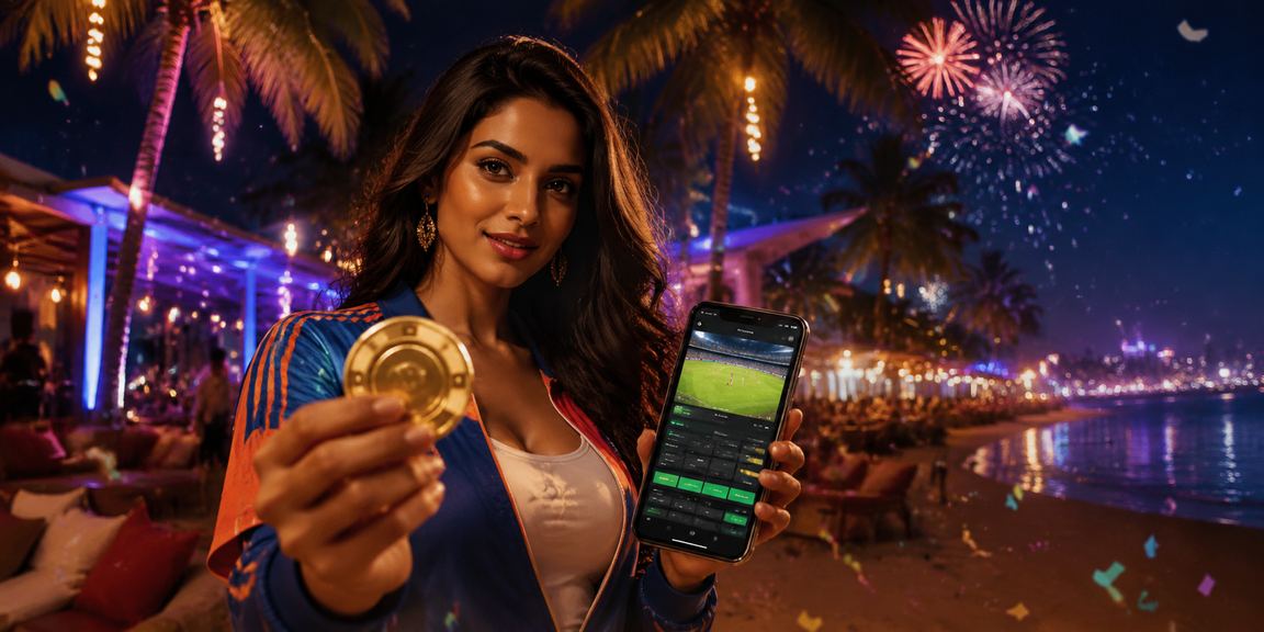 Goa cricket fans enjoying mobile betting on the beach